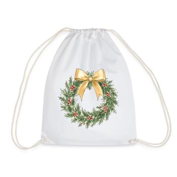Eleganter goldener Weihnachtskranz mit Schleife - Turnbeutel - Weiß - Vorne