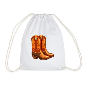 Cowgirl-Stiefel - Turnbeutel - Weiß - Vorne