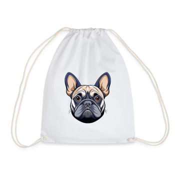Französischer Bulldoggenkopf - Turnbeutel - Weiß - Vorne