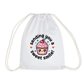 Kawaii Cupcake Always Keep A Sweet Smile Geschenk - Turnbeutel - Weiß - Vorne