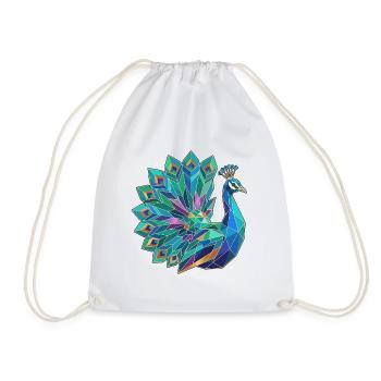 Poly Stil Pfau - Turnbeutel - Weiß - Vorne