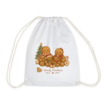 Aquarell Lebkuchen-Familienweihnachten - Turnbeutel - Weiß - Vorne
