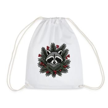 Waschbär Tannenzweige Beeren Wald Vektor Shirt - Turnbeutel - Weiß - Vorne