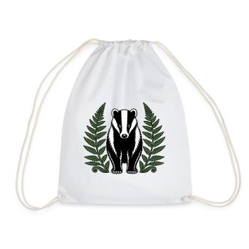 Dachs Farne Wald Tiere Heimisch Natur Vektor Shirt - Turnbeutel - Weiß - Vorne