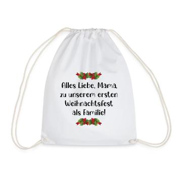 Erstes Weihnachten Baby, Mama Familie - Turnbeutel - Weiß - Vorne