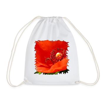 Roter Mohn mit getarnter Schwebfliege - Turnbeutel - Weiß - Vorne