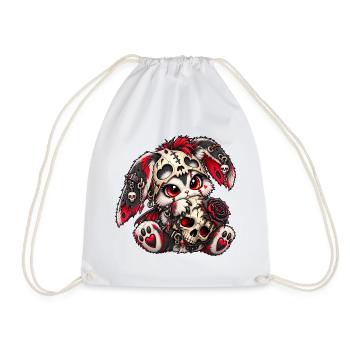 Gothic Hase mit Totenkopf – Dark Kawaii - Turnbeutel - Weiß - Vorne