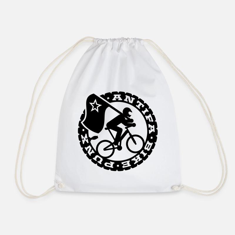 Antifa Bike Punks - Drawstring Bag - white