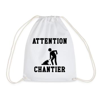 Attention Chantier - Sac de sport léger - blanc - Devant