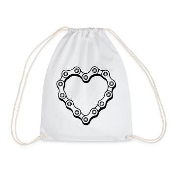 Chaîne de vélo coeur - Sac de sport léger - blanc - Devant