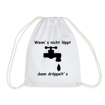 Wasserhahn Schrift Geschenk - Turnbeutel - Weiß - Vorne