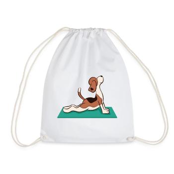 Yoga – Shirt Entspannung Beagle Geschenk - Turnbeutel - Weiß - Vorne