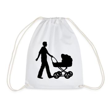 vater kind kinderwagen - Turnbeutel - Weiß - Vorne