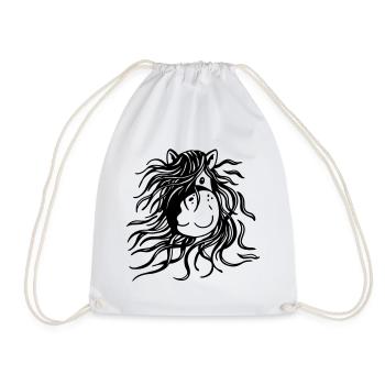 Happy Horse - Horses - Pony - Comic - Drawstring Bag - white - Front