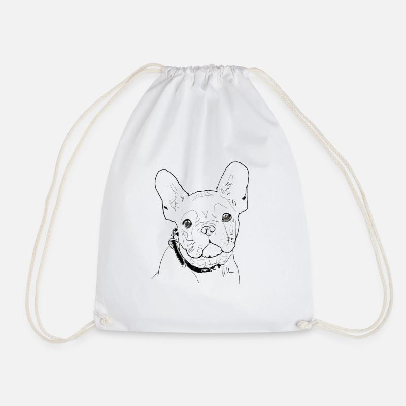 French Bulldog - Drawstring Bag - white