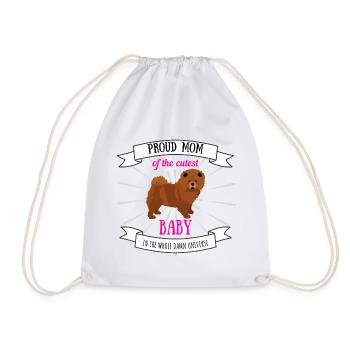 Hundemama Baby coole Sprüche Hund Welpe Chow chow - Turnbeutel - Weiß - Vorne