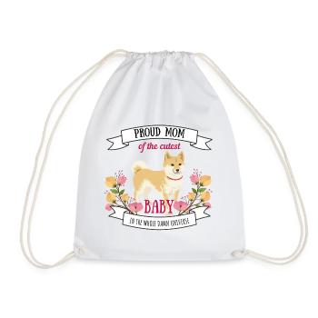 Hundemama Baby coole Sprüche Hund Shiba Inu Süß - Turnbeutel - Weiß - Vorne
