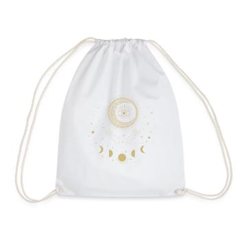 Universe Spiritual Tattoo Moon Hands Stars Boho - Drawstring Bag - white - Front