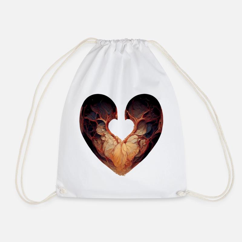 heart inside - Drawstring Bag - white