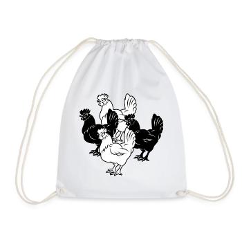 four chickens - Drawstring Bag - white - Front