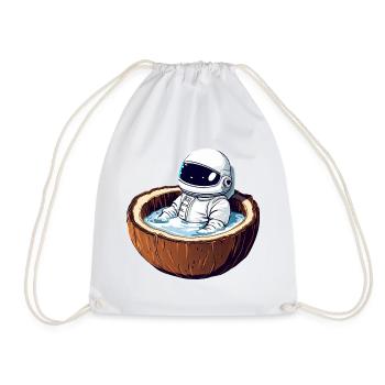 Astronaut bathes in coconut - Funny - Drawstring Bag - white - Front