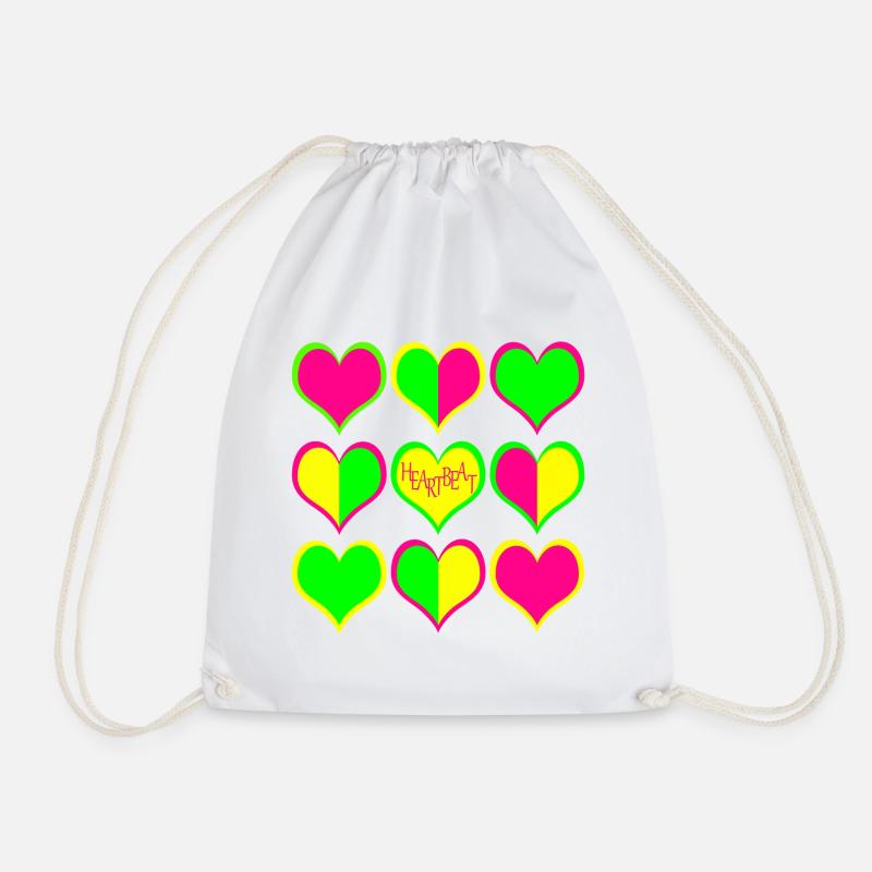 Neon Herzen Muster HeartBeat - Turnbeutel - Weiß