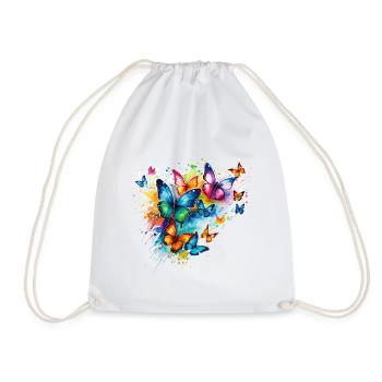 Butterflies Colorful Colorful Beautiful Art Nature - Drawstring Bag - white - Front
