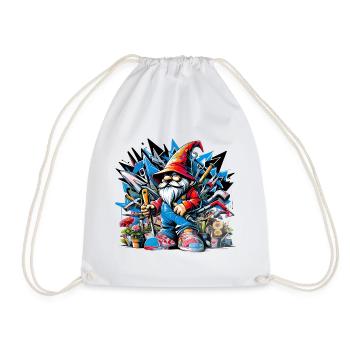 Nain de jardin coloré et vivant entouré d’outils - Sac de sport léger - blanc - Devant