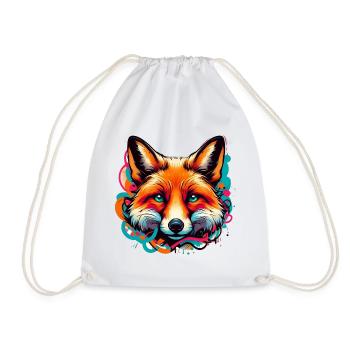 Fox - Drawstring Bag - white - Front