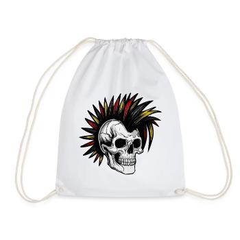 Irokese Deutschland Punker Fussballfan Skull - Turnbeutel - Weiß - Vorne