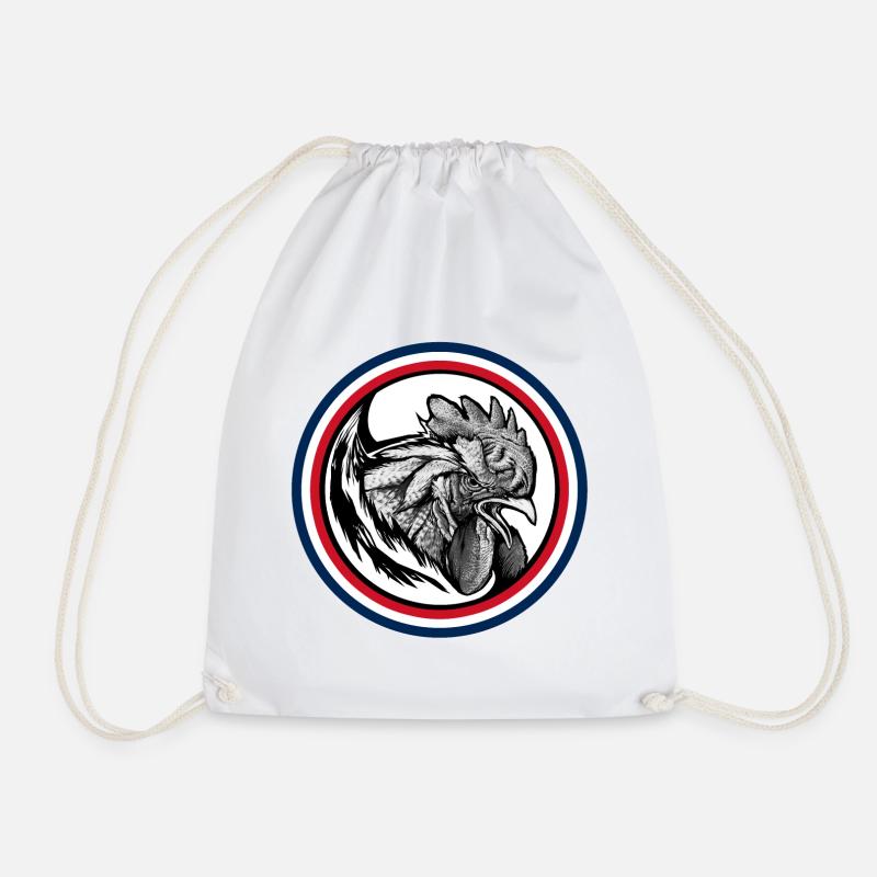 FREEBEAST Rooster Blue, White & Red - Drawstring Bag - white