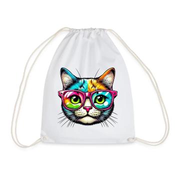 Kater mit Sonnenbrille - Turnbeutel - Weiß - Vorne