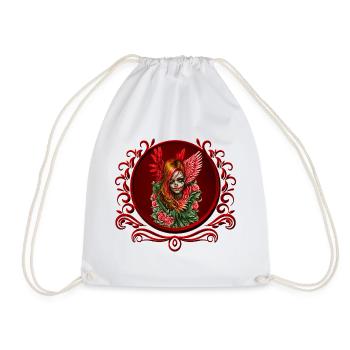Gothic Blossom, the angel of roses. - Drawstring Bag - white - Front