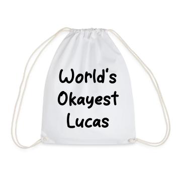 worlds_okayest_Lucas - Drawstring Bag - white - Front