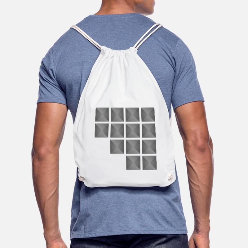 Minimalist Geometric Square Stud Pattern Drawstring Bag