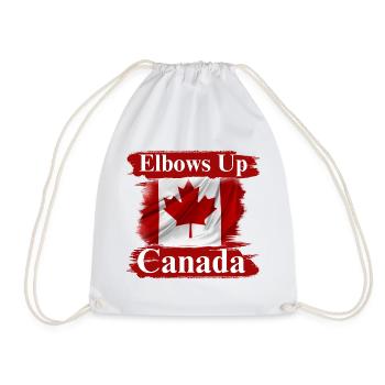 Elbows Up Canada Protest T-shirt  - Drawstring Bag - white - Front