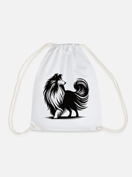 Cooles Collie Silhouetten Design - Turnbeutel - Weiß