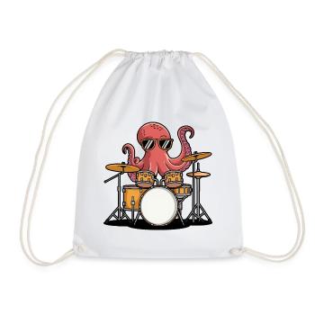 Schlagzeuger Oktopus Band Groove - Turnbeutel - Weiß - Vorne
