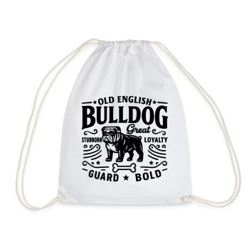 Old english Bulldog Bully Dog Pet - Drawstring Bag - white - Front