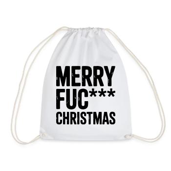 Joyeux FUC* Noël Drôle Noël Design de vacances - Sac de sport léger - blanc - Devant