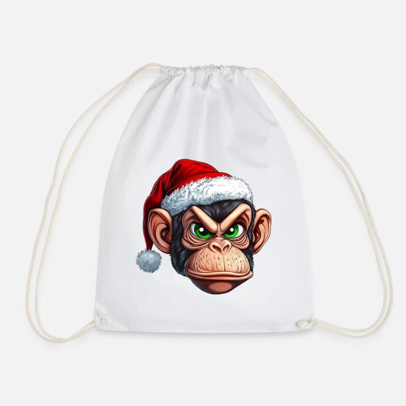 Affe mit Weihnachtsmütze :) - Turnbeutel - Weiß
