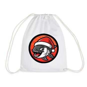 Piranha Christmas Comic - Drawstring Bag - white - Front
