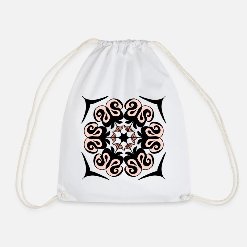 Flower Spiral Pink Circle Design - Drawstring Bag - white