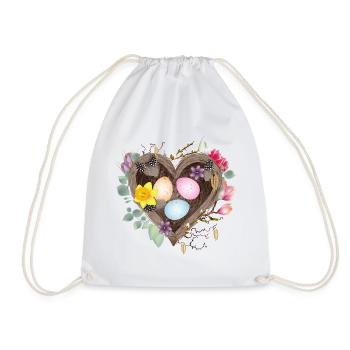 Nid en forme de cœur avec des œufs de Pâques colorés - Sac de sport léger - blanc - Devant