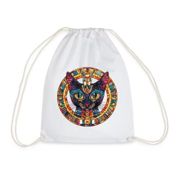 Mosaic cat in the circle of the sun - Drawstring Bag - white - Front