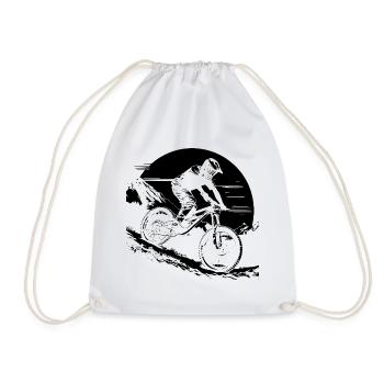 Mountain Bike Lover Sketch - Drawstring Bag - white - Front