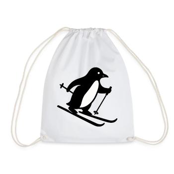 Süßer Pinguin Skifahrer Wintersport Cartoon Silhou - Turnbeutel - Weiß - Vorne
