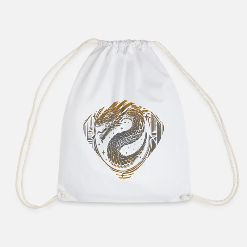 Celestial Dragon Serpent – Kosmisches Gold & Silber - Turnbeutel - Weiß