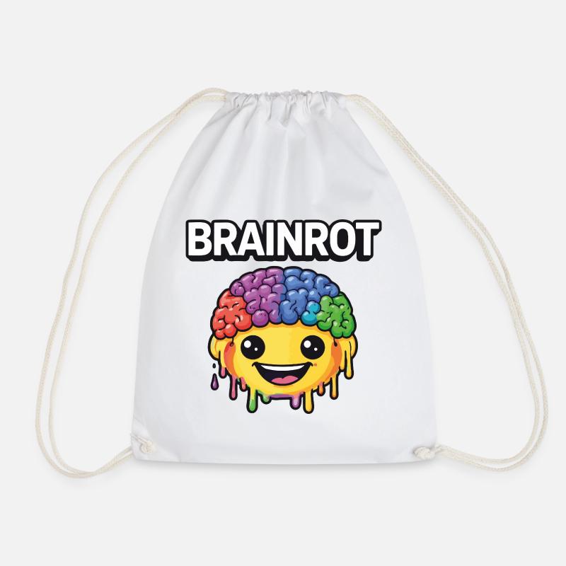 Brainrot Rainbow Smile - Drawstring Bag - white