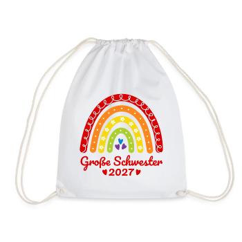 Große Schwester 2027 Boho Regenbogen bunt - Turnbeutel - Weiß - Vorne